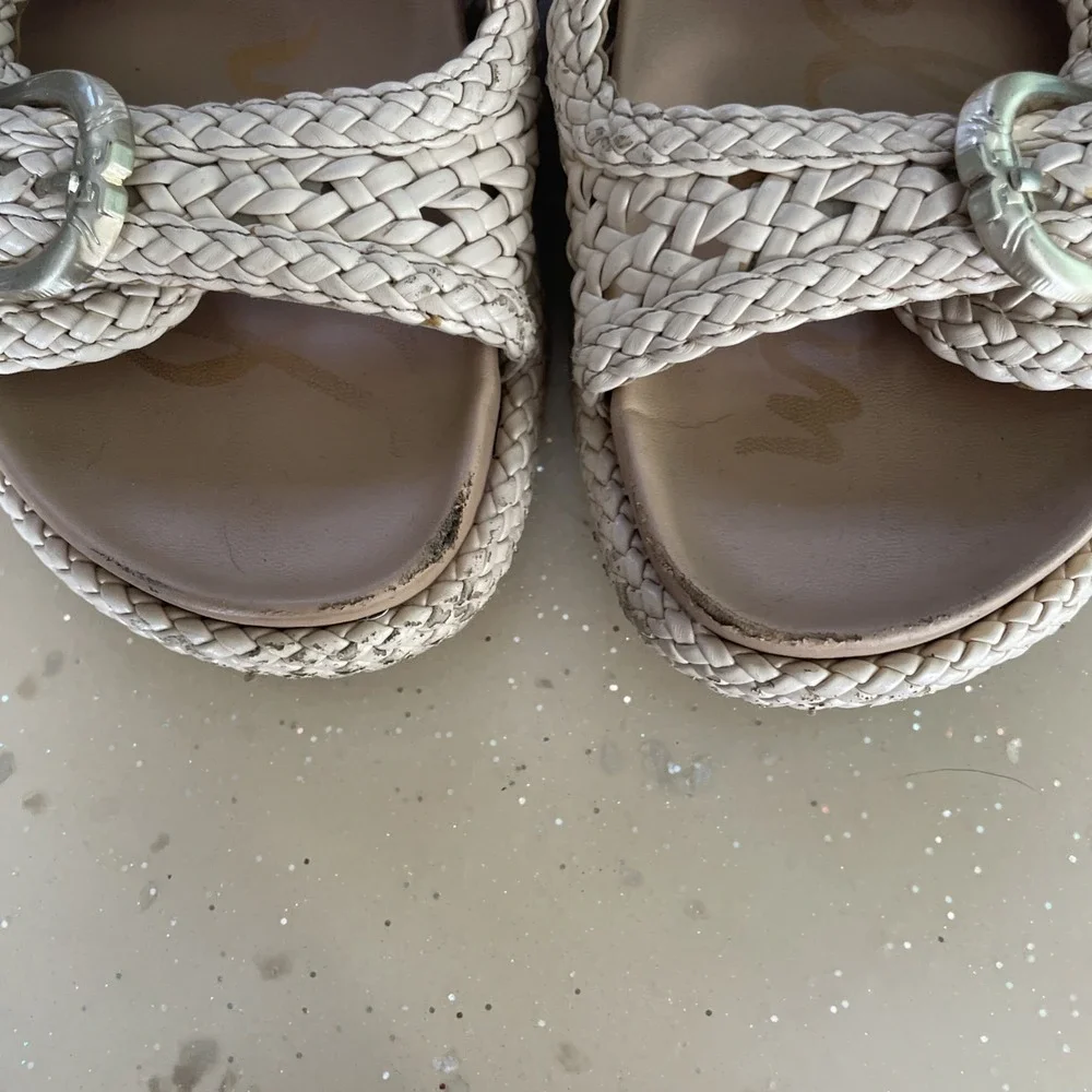 Sam Edelman Braided Double Buckle Sandal in Natural/Beige - Picture 5 of 7